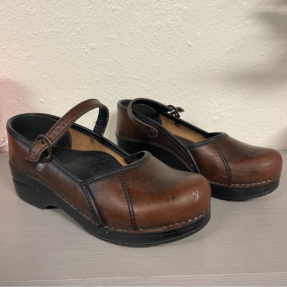 Dansko Mary Jane Brown Clogs Size 37